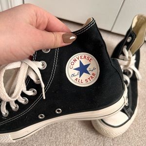Womens black high top converse- size 9.5
